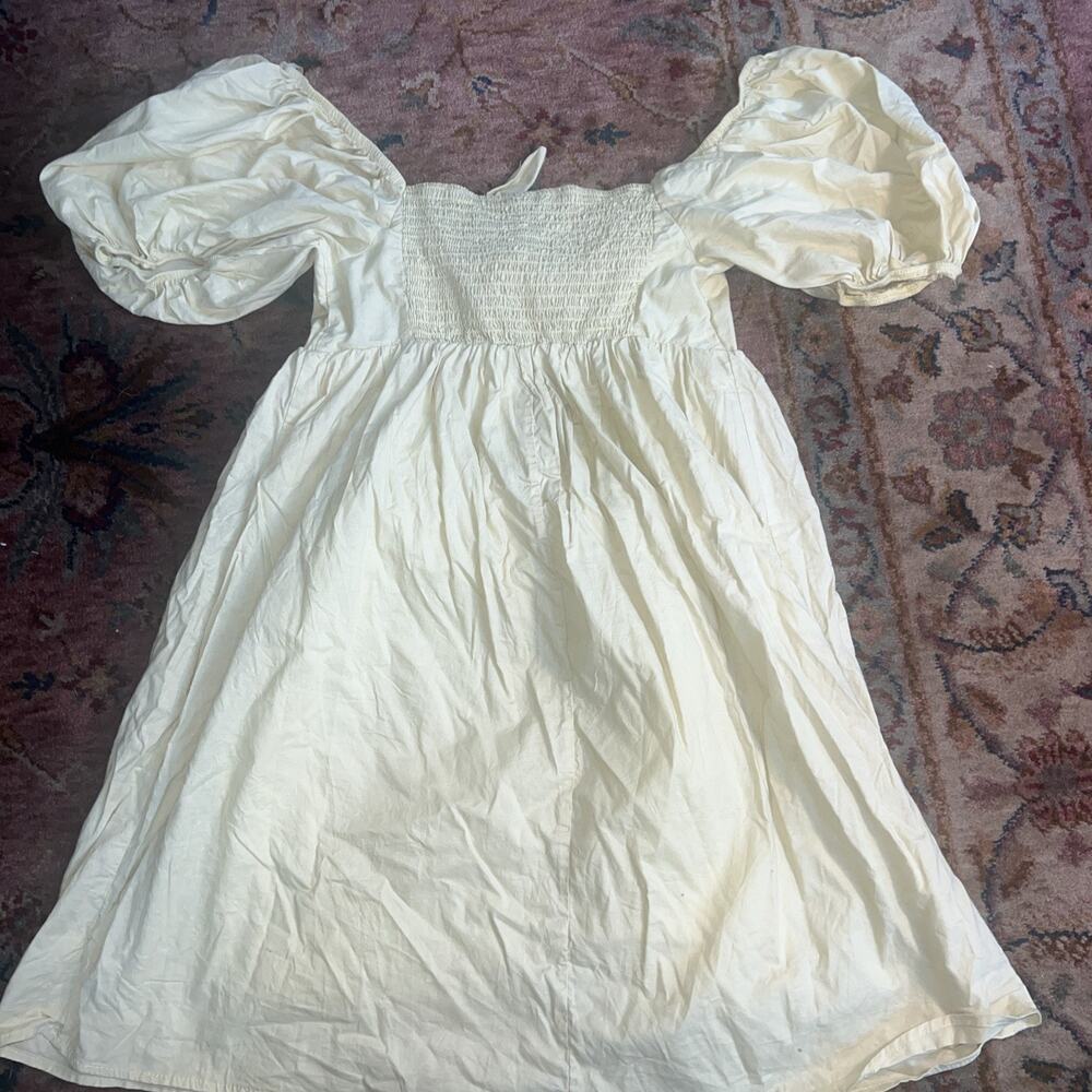 Wild Fable Tie-Front Knot Dress Puff Sleeve Babydoll M Chartreuse Romantic Fairy - Picture 9 of 10